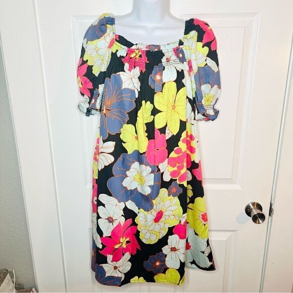 Modcloth Casual Breezy Daytime Mood Babydoll Dress Black Honolulu Floral M NWOT - Picture 5 of 13